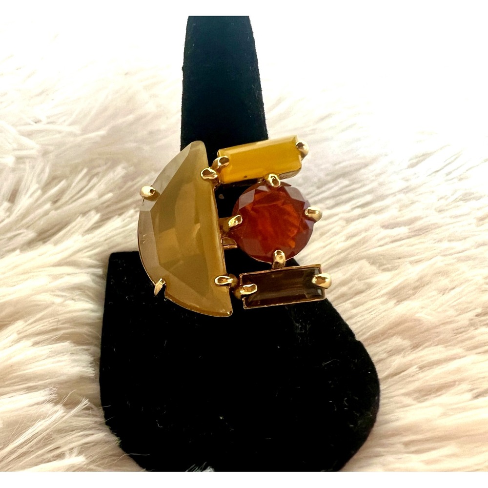 Kate Spade New York Chunky Statement Ring Multicolor Stones Gemstones Gold 7